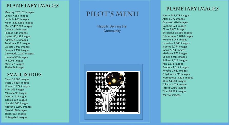 Menu of Pilot's planetary services